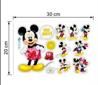 Disney Mickey Mouse Stickers A4 Sheet Childrens Bedroom Cartoon Wall Sticker • £4.95