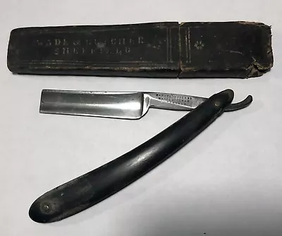 Vtg Wade & Butcher Sheffield England Barber Straight Razor Blade W/ Coffin Case • $45