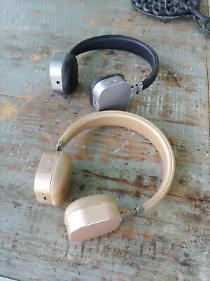 2 Pairs Merkury Bluetooth Headphones MI-BTH10 Black Silver And Peach • $29.99
