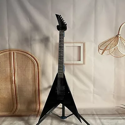 Selling Black Solid Body V Shape Electric Guitar Mahogany Body Black Fretboard • $289.62