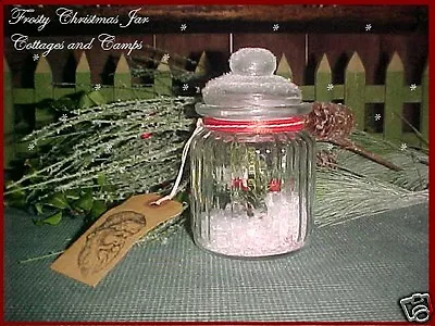 Frosty Jar Vintage Xmas Foliage Snowglobe Decor & Primitive Santa Gift Tag • $12.50