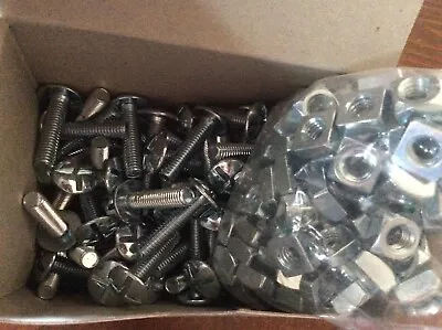 100 X M6 X 25mm Zinc Roofing Bolts And Nuts With Cross Slotted Mushroom Head • £9.99