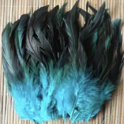 BULK 50pcs Aqua Blue Bronze Rooster Feathers 12-20cm DIY Craft Dream Catcher • $9.95