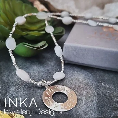 Inka 18  925 Sterling Silver & Moonstone Necklace With Zodiac Pendant • $56.83