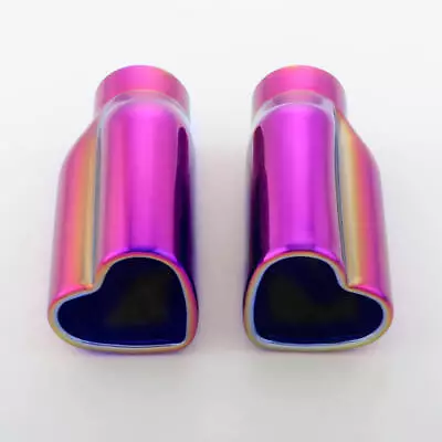 Colorful Heart Shaped Rolled 3 X2.5  Out Exhaust Tips 1.875  In Vaccumm Plating • $91.97