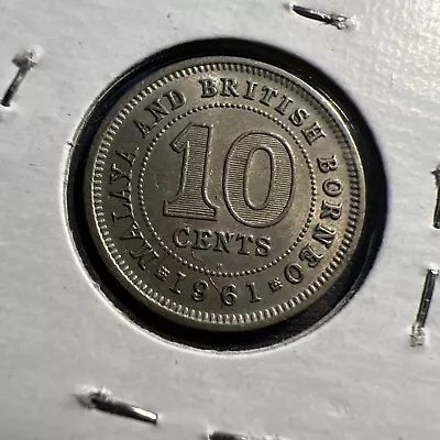 1961 Malaysia British Borneo 10 Cents Coin Z672 • $1.99
