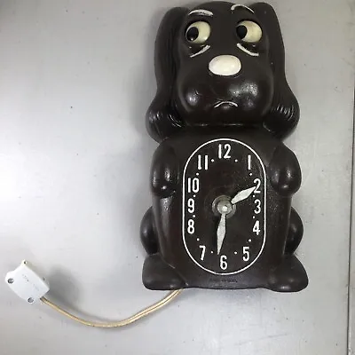 Vintage Klocker Spaniel Dog Brown Electric Clock Moving Eyes No Tail WORKS 101KS • $74.99
