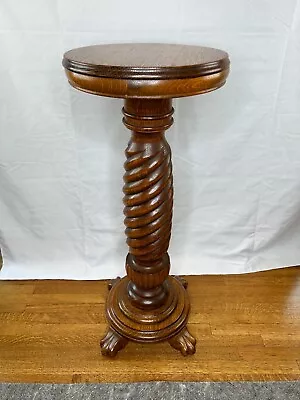 Oak Carved Quartersawn Twist Pedestal Plant Stand Horner?#2 • $1000