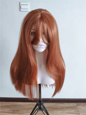 Synthetic Wigs Heat Resistant Hair Ginger Orange Long Straight Fake Scalp • $12.79