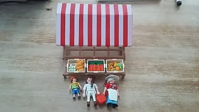 Playmobil Country Life Set 6121 Market Stall With 3 Figures + Accessories • £10