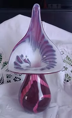 Mtarfa Malta Art Glass Vase Jack In Pulpit Signed Red Rose White 9 Inch Perfect • £5