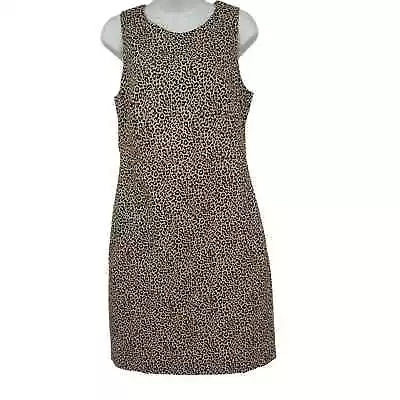 J. Crew Cheetah Sheath Dress Womens 6 Leopard Sleeveless Basketweave Lined • $24.99