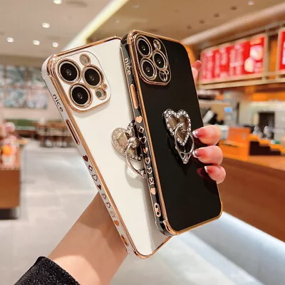 $8.79 • Buy For IPhone 14 Pro Max 13 12 11 XS XR 7 8 Plus Heart Ring Holder Soft Case Cover