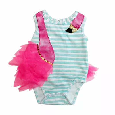 NEW Mud Pie Baby Girl Flamingo Tutu Crawler / Bodysuit SIZE 3-6 M • $19.99