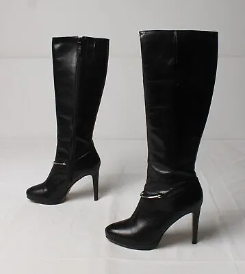 Nine West Women's Pearson Leather Knee High Boots LV5 Black Size US:9M • $23.99