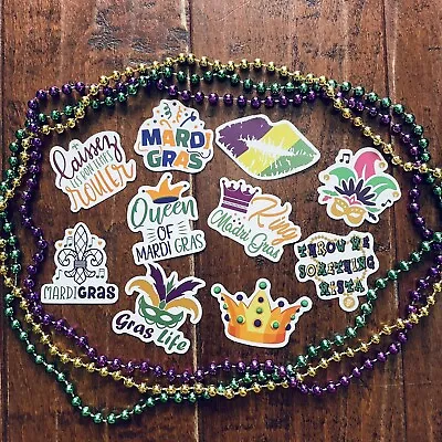 Mardi Gras 10 Stickers Decals 2  New Orleans Purple Green Gold Crown Mask Lips • $6.95