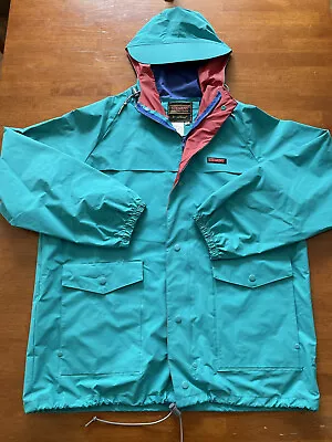 Stearns Dry Wear Vintage Rain Jacket L Model 8170 Vented Teal Fishing Boating • $17.99