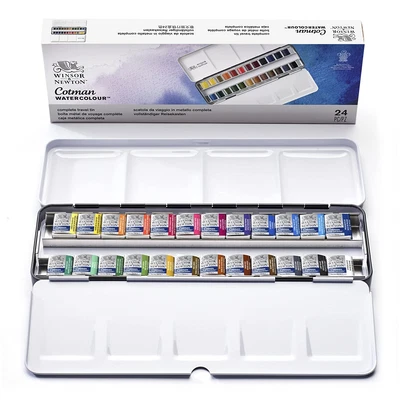£40.61 • Buy Winsor & Newton, Cotman Watercolour, 'Complete Travel Tin' , 24 X Half Pans