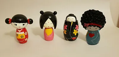 4.5  & 5  Wooden Handpainted Kokeshi Dolls - Many Colours - Japanese Folk Craft • £6.95