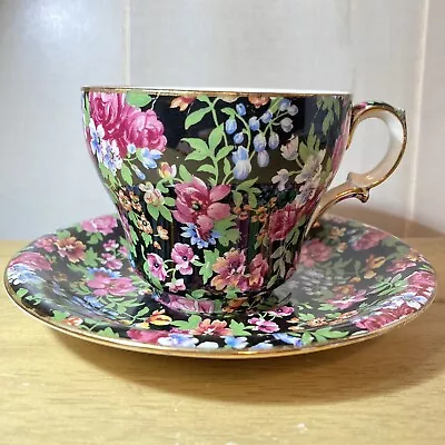 VINTAGE ROYAL WINTON Chelsea Floral CAN.RD.1952 TEACUP SAUCER MADE IN ENGLAND • $19.50