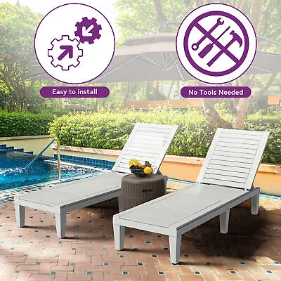 2PC Sun Lounger Chairs Outdoor Pool Beach Chaise Lounge Adjustable Patio Chairs • $127.49