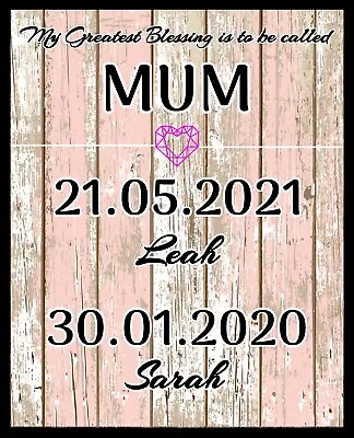 Personalised Mum Sign Metal Mothers Day Granny Kids Date Of Birth DAD020 • £7.99