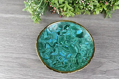 Round Malachite And Chrysocolla Dish Malachite Bowl From Congo 12.7 Cm # 17688 • $58.45