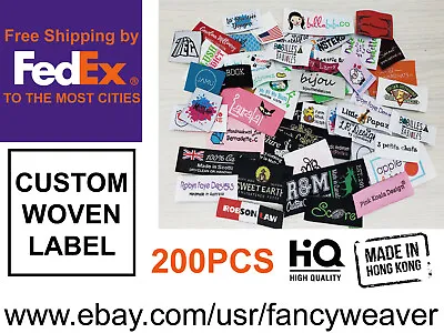 $95 • Buy Custom Woven Damask Labels 200pcs Tee Clothing Fashion Garment (Letter Only)