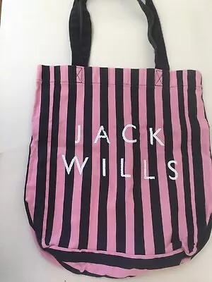 £10.98 • Buy JACK WILLS TOTE BAG Canvas Pink Striped Carrier Bag Casual Straps