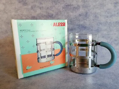 Alessi Design By Michael Graves Glass Mug Stainless Steel Made In Italy NIB • $72.32