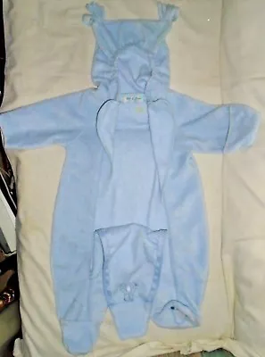  Baby Boys Girls Vintage Bebe D'Amour Winter Snow Suit Blue Fleece Sz 6-9 Months • $79.99