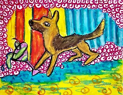 GERMAN SHEPHERD Dog Vintage Style Art Print 4x6 By Artist KSams Martini Tackle • $14