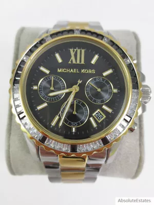 NEW Michael Kors Everest Two Tone Gold & Silver Black Chronograph Watch MK7209 • $198.98