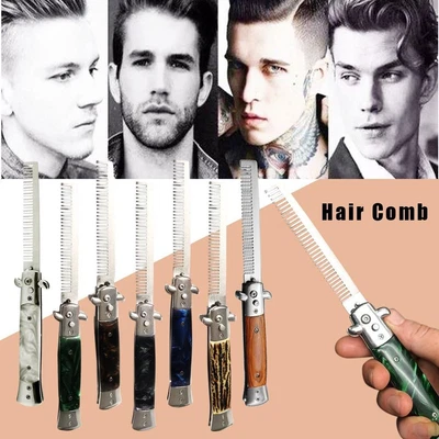 $16.42 • Buy Steel With Switch Blade Foldable Salon Styling Tools Spring Comb Hair Comb
