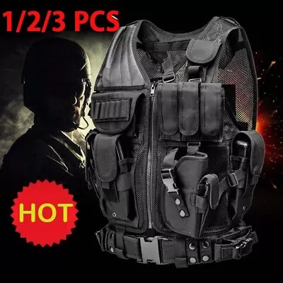 1-3PK Tactical Vest Military Gun Holder Molle Police Combat Assault Gear NEW • $31.99