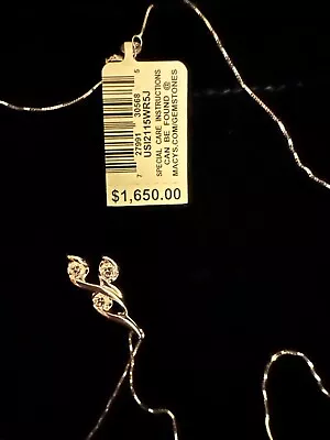 Necklace NWT From R.H. Macy & Co Fine Jewelry White Gold Pendant With Diamonds • $400