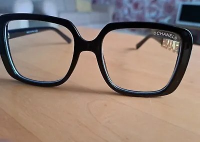 £250 • Buy Chanel Fashion Black Frame Designer Eyeglass  With Gold Logo