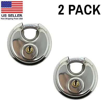 2 Pcs 70mm Stainless Steel Armor For Trailer Round Padlock With Shielded Shackle • $13.49