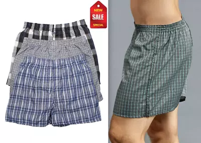 3-12 Pack Men's Checker Lot Shorts Assorted Light Soft Boxers Trunks Underwear • $12.95