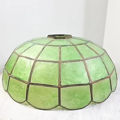 Retro Vintage Green Capiz Shell Art Deco Pendant Shallow Lampshade 14  • £54.99