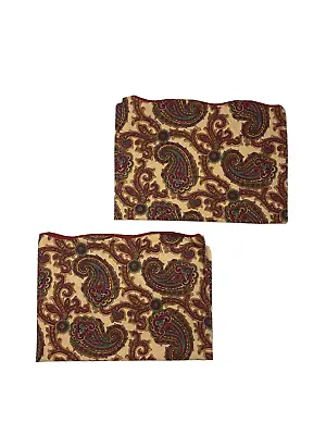 Vintage Springmaid Pair Pillowcases Shams Percale Maroon Tan Paisley Print 2 • $28