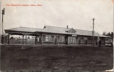 Alden Torch Lake Antrim County Railroad Train Pere Marquette Depot Postcard 1909 • $14.99