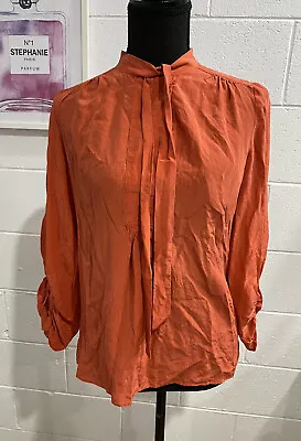 $45 • Buy Country Road 10 S 100% Silk Long Sleeve Blouse Top Burnt Orange