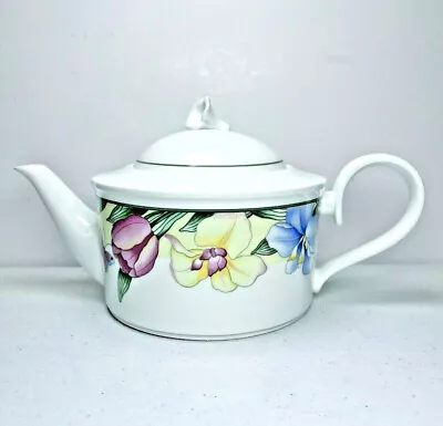 Villeroy Boch Canari Tea Pot Lid Floral Bone China GERMANY 4 Cup Cala Lily • $48.99