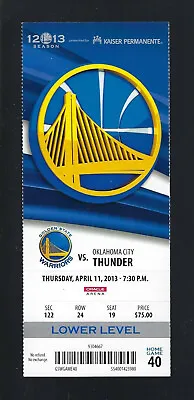 STEPH CURRY BREAKS 3 POINT RECORD 250th SEASON - WARRIORS 2013 FULL TICKET 4/11 • $99