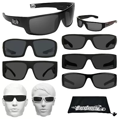 Authentic LOCS Sunglasses Black Gangster Shades Super Dark Cholo Glasses Wrap • $9.99