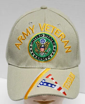 U.S. ARMY VETERAN Cap/Hat New BEIGE Military Free Shipping • $10.95