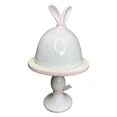 NEW Ceramic DOMED CAKE STAND Bunny Ears Dome Cover & Pedestal Cupcake Plate NIB! • $75