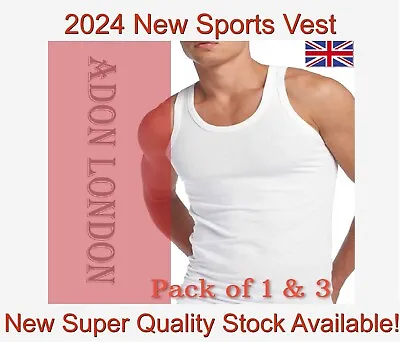 New 2024 Winter Men WHITE VEST 1 3 Pack PLAIN MEN  VEST | 100% COTTON VEST S-XXL • £3.29