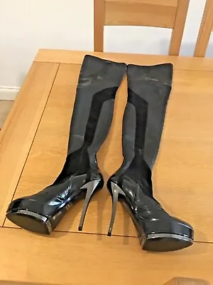 £200 • Buy Gucci Black Stretch Leather Over The Knee Boots Size 5